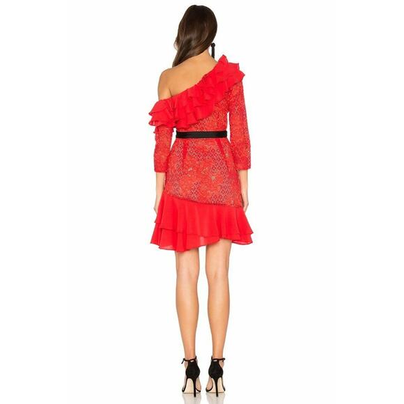 $308 For Love & Lemons Free People Chianti Red Hot Lace Ruffle Dress XS NWT - Picture 6 of 15